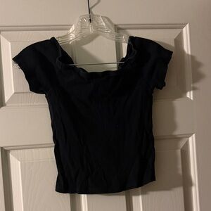 Divided Black Crop Top